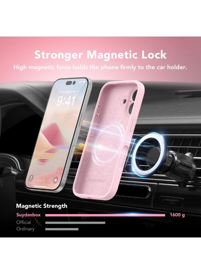 SUYDANBOX Magnetic for iPhone 17 Case, Compatible with MagSafe, [Full Camera Protection][Screen Protector] Silicone Shockproof Protective Phone Case for iPhone 17 6.3", Chalk Pink - Image 3
